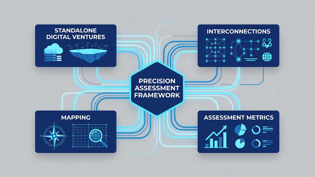 Visualization of data flow mappings between multiple independent digital projects using layered assessment metrics
